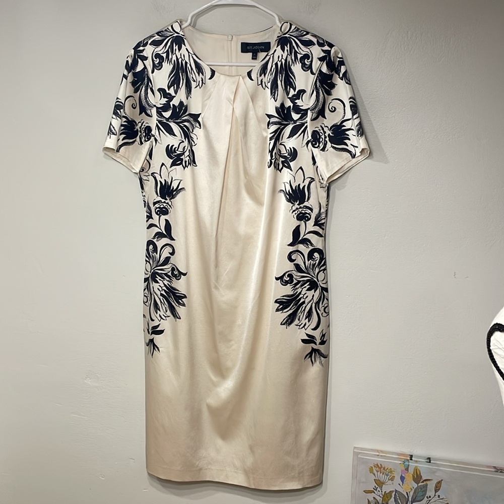 St John Silk floral midi dress